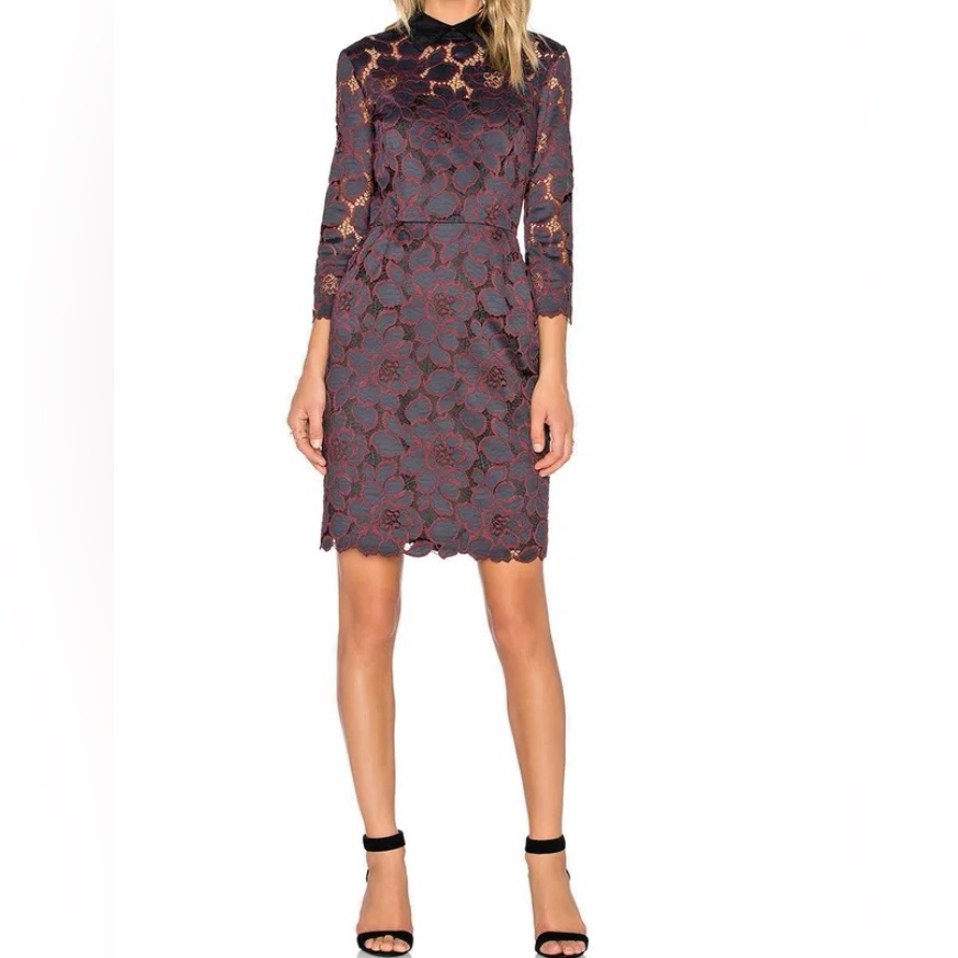 Trina Turk Killian Mini Dress In Black & Brandywine Color